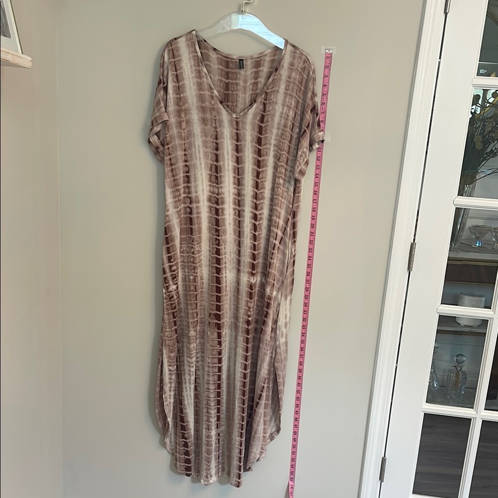 Striped Tan and Brown Maxi Dress